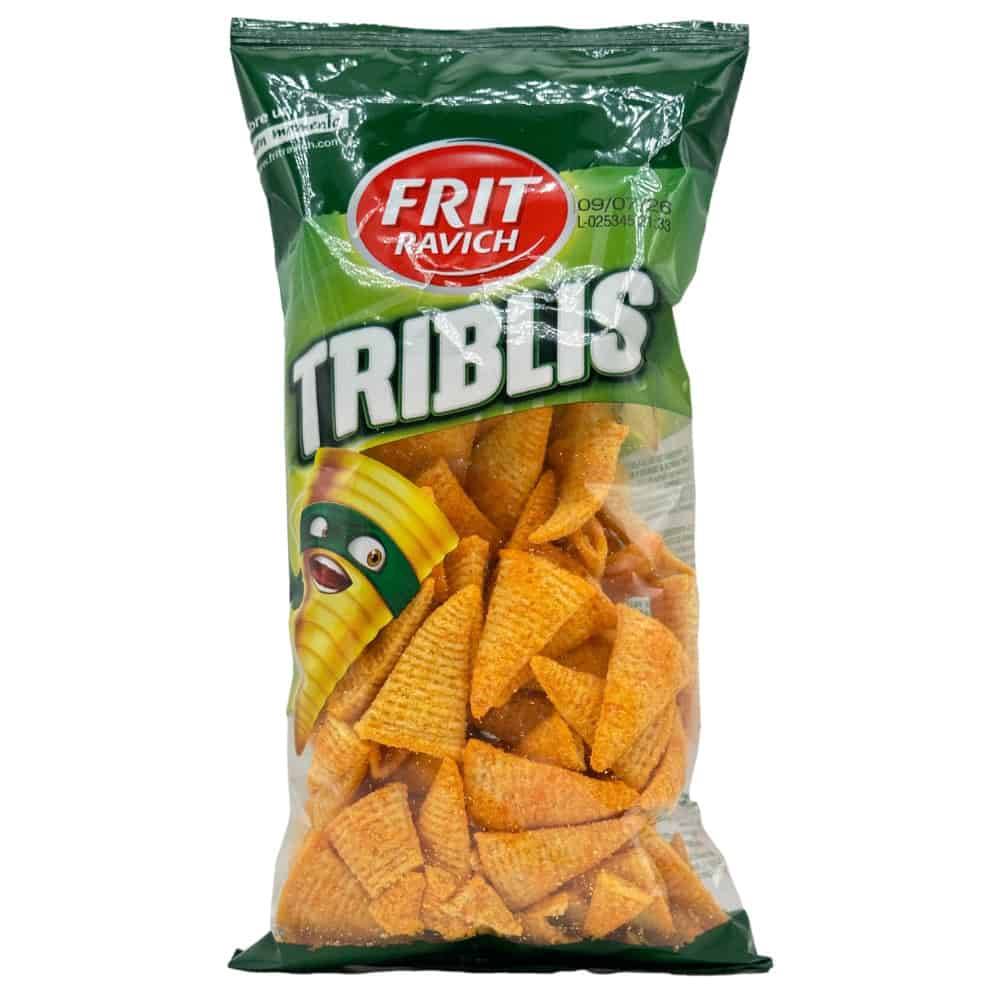 Frit Ravich Triblis knuspriger Mais-Snack mit Bacon-Käse-Geschmack, 100 g, spanische Qualität.