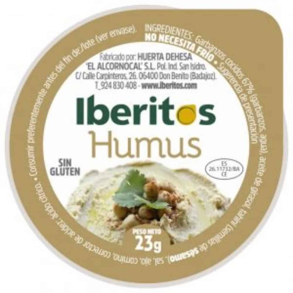 Iberitos Humus - cremige spanische Kichererbsencreme, glutenfrei, 23g, mit natürlichen Zutaten, ideal für gesunde Snacks.