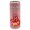 Mareni Sangría Rosé Getränkedose mit Fruchtmotiven und Eiswürfeln, ideal für erfrischende Getränke aus Spanien.