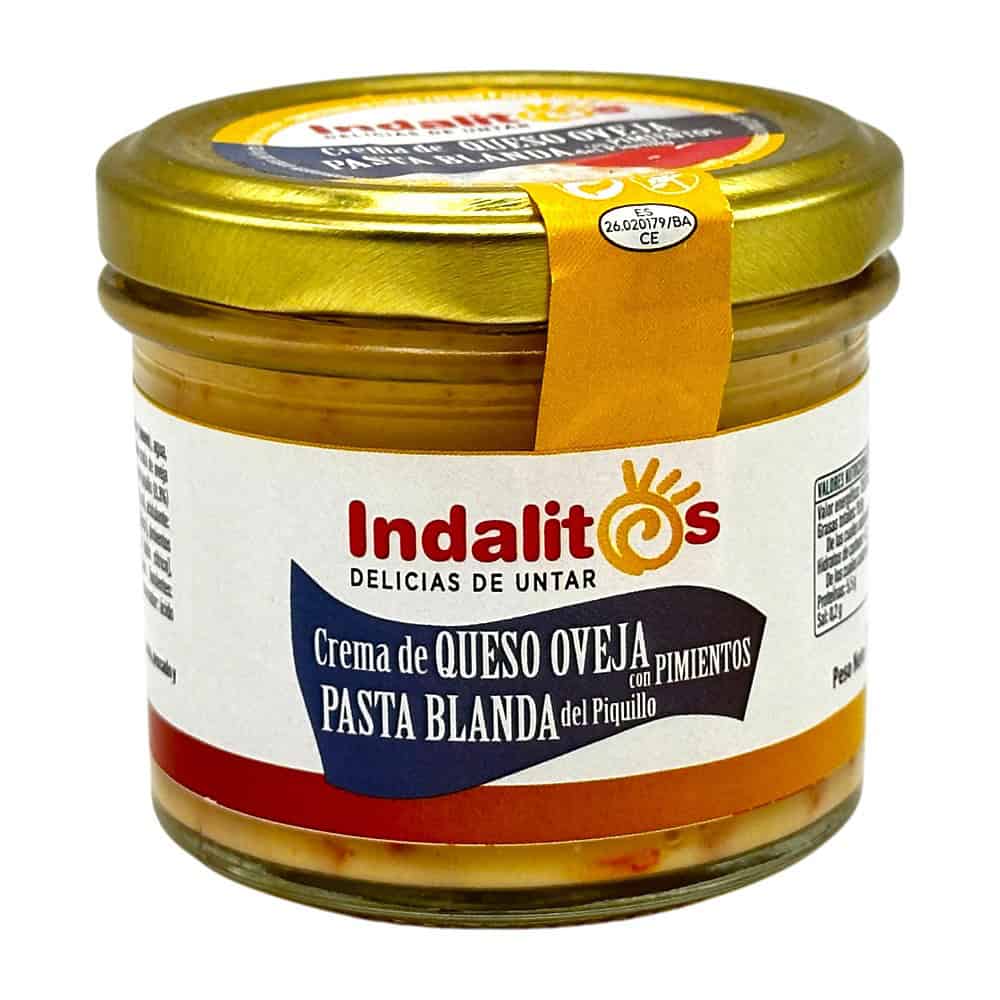 Mareni Indalitos Schafskäse-Creme mit Piquillo-Paprika in Glas, 100g, spanische Spezialität.