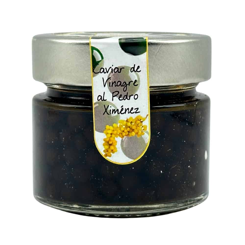 Mareni Caviar de Vinagre al Pedro Ximénez in Glasgefäß, spanischer Balsamico-Essig mit Pedro Ximénez, 80 g, MHD: 06/2026.