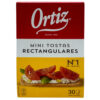 Ortiz Mini Tostas Rectangulares - geröstete Brotscheiben mit Belag, 30 Stück, ideal für Snacks und Partys.