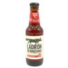Spanischer Apfelwein 'Ladrón de manzanas' in 0,33 l Flasche mit rotem Etikett und Tierillustration.
