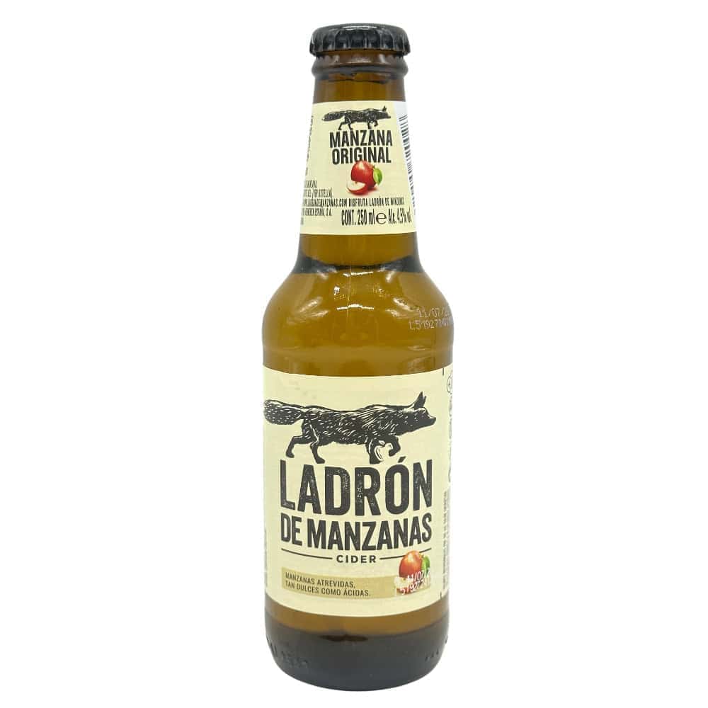 Spanischer Apfelwein Ladron de Manzanas in 0,33l Flasche, handgefertigt aus spanischen Äpfeln.