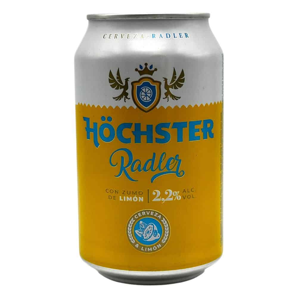 Höchster Radler Limón 2,2% in 0,33 l Dose, spanisches Bier mit Zitronengeschmack, erfrischend und leicht.
