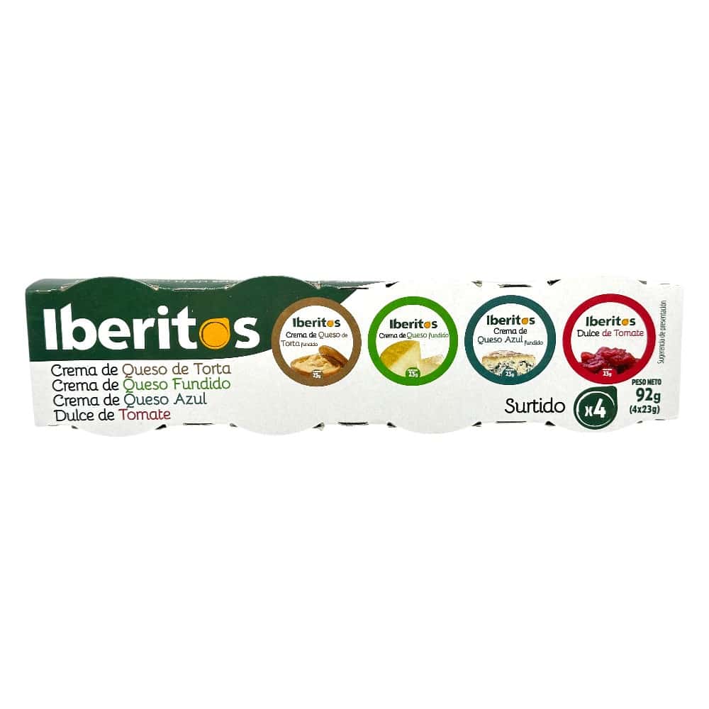 Iberitos Käsecreme-Set mit Tomatenkonfitüre, 4x23g, spanische Spezialität für Käse- und Tomatenliebhaber.