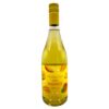 Spanische Mango-Perlwein in kleiner Flasche mit gelbem Etikett und gelbem Verschluss.