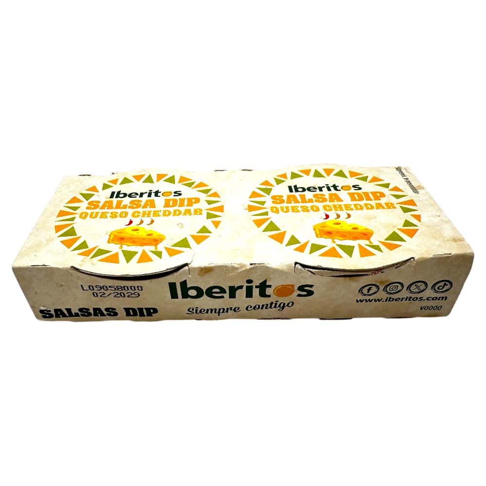 Iberitos Salsa Dip Queso Cheddar Verpackung mit Cheddar-Dip-Sauce, 92 g, 2er Pack, spanische Käse-Dip-Sauce für Snacks und Partys.