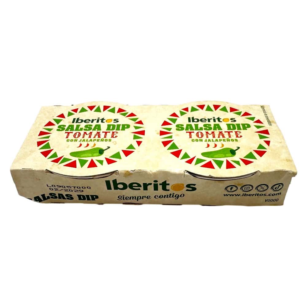 Mareni Salsa Dip Tomate con Jalapeños, spanischer Tomaten-Jalapeño-Dip in Verpackung.