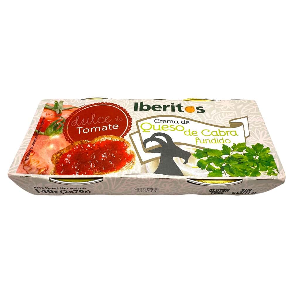Iberitos Ziegenkäsecreme mit Tomatenkonfitüre, 140 g, aus Spanien, ideal für Käseplatten und Snacks.