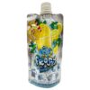 Mareni Frosty Pocket Zitronen‑Slush im Quetschbeutel mit Zitronen- und Limonenscheiben, Strohhalm und Eistüte auf Verpackung.