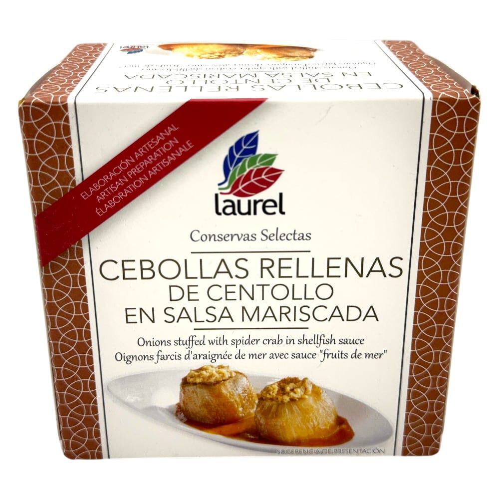 Spanische gefüllte Zwiebeln mit Königskrabben in Meeresfrüchtesauce, 400g, von Mareni.