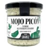 Grüne Mojo Picón Sauce im Glas, typisch kanarisch, mit grüner Paprika und Knoblauch, aus Spanien.