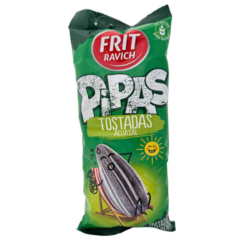 Frit Ravich Pipas Tostadas Aguasal geröstete Sonnenblumenkerne, gesalzen, 180 g, spanische Snack-Delikatesse.