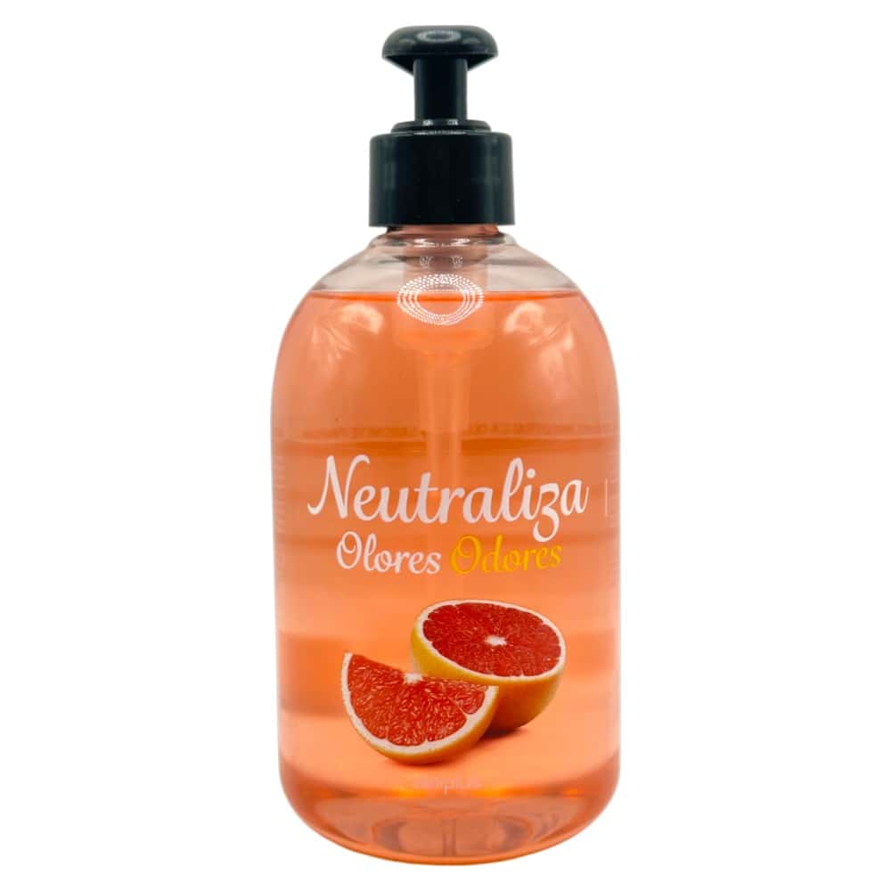 Neutraliza olores con líquido de manos de grapefruit, 500 ml, de Mareni, España.