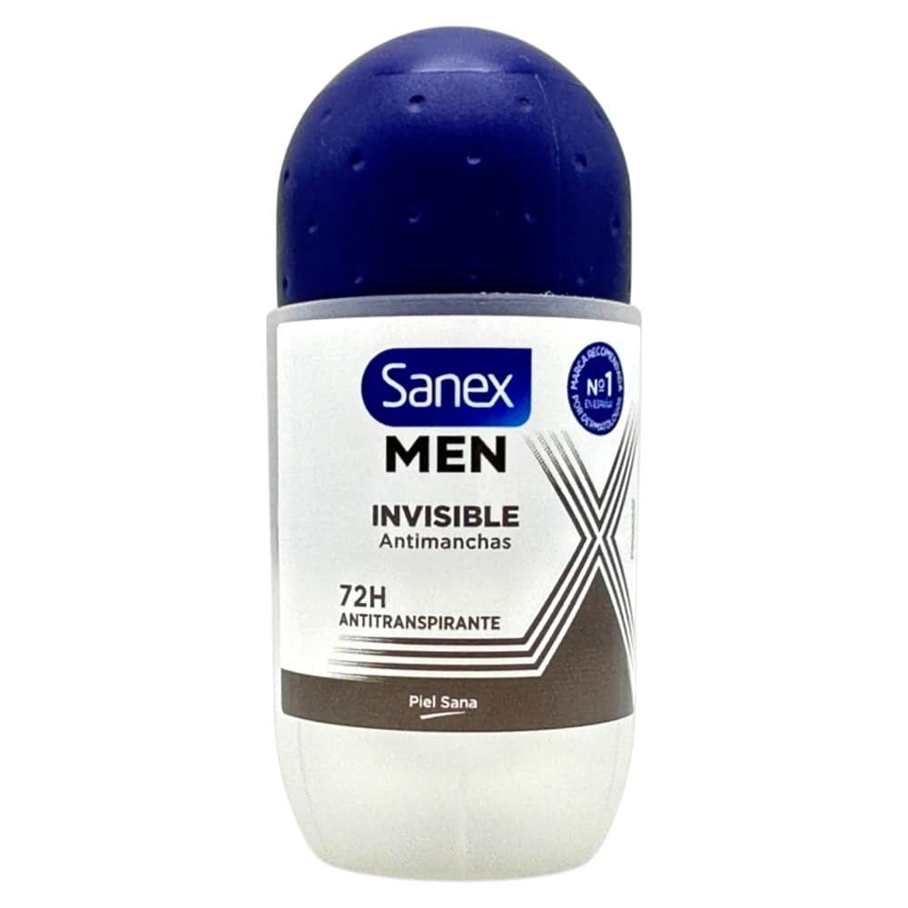 Sanex Men Invisible Roll-On Antitranspirant 72h, 50 ml, für trockene, gesunde Haut, ideal für Männer, zuverlässiger Schutz gegen Achselnässe.