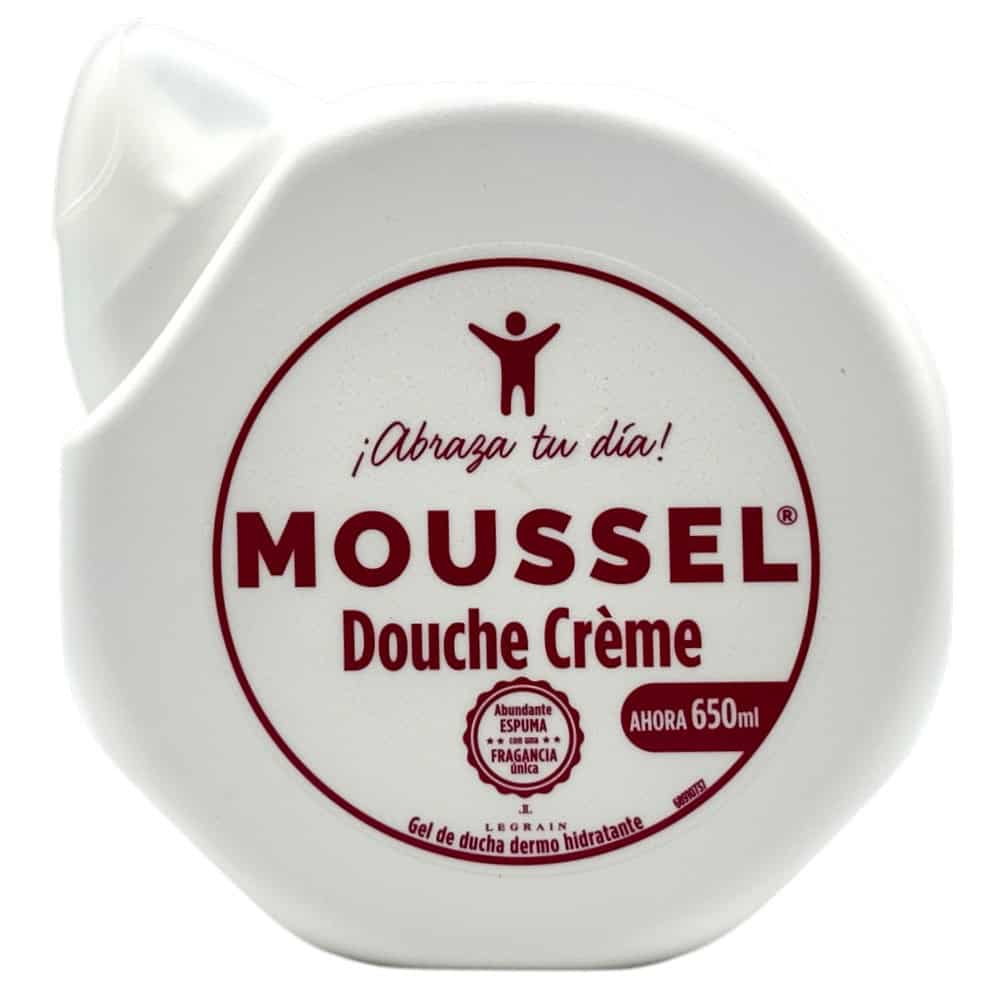 Moussel Duschcreme 650 ml Flasche, feuchtigkeitsspendend und duftend, ideal für die tägliche Dusche.