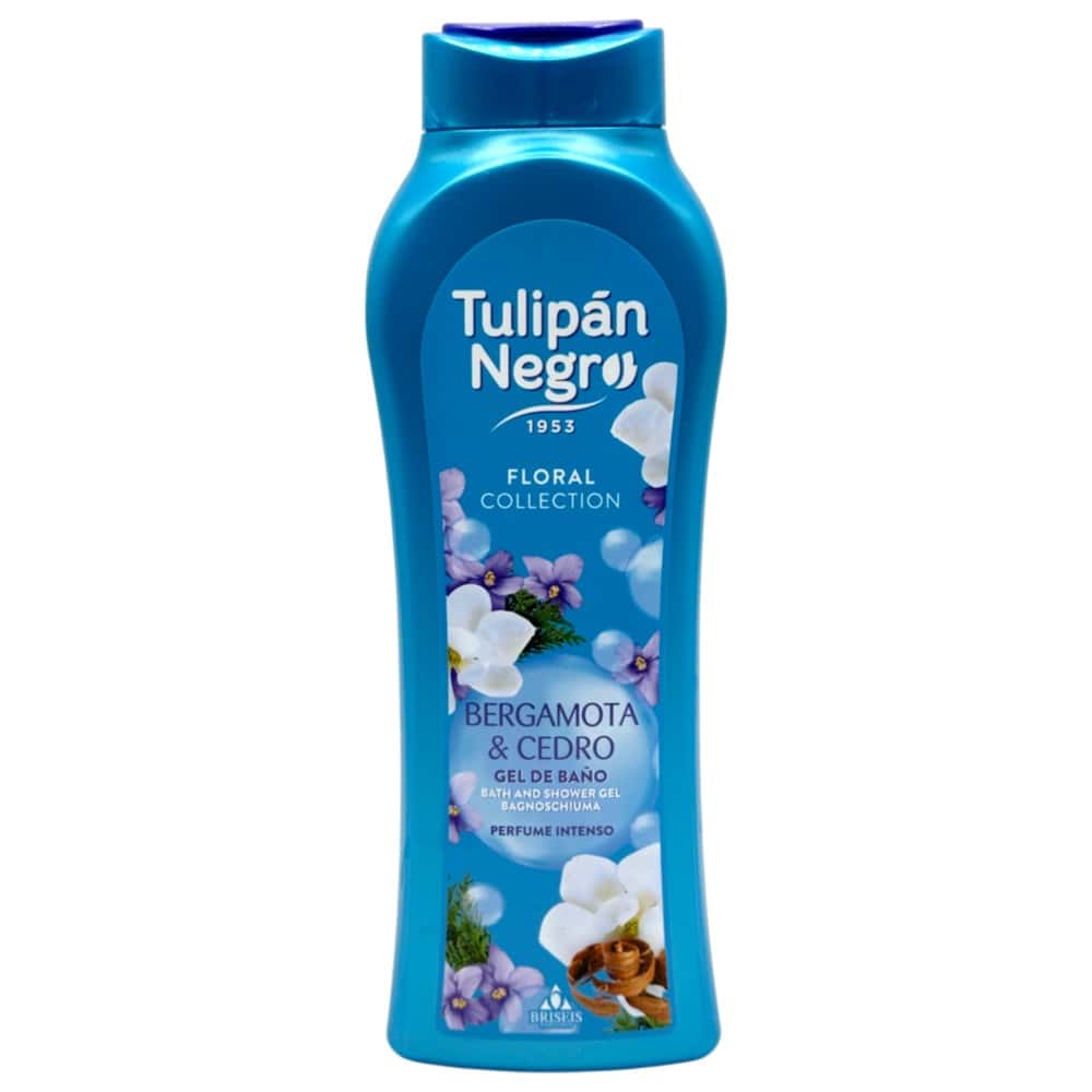 Mareni Tulipán Negro Duschgel mit Bergamotte und Zeder, 650 ml, für intensive Pflege und erfrischenden Duft.