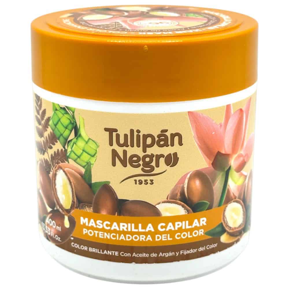 Mareni Tulipán Negro Haarmaske zur Farbfestigung, 400 ml, mit Arganöl für brillanten Farbglanz.