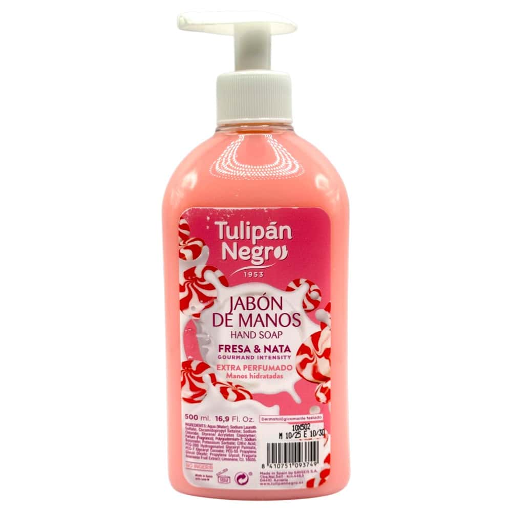 Mareni Handseife 'Erdbeere und Sahne' 500 ml mit Pumpspender, fruchtiges Design, ideal für saubere Hände.