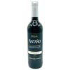 Rotwein Antaño Rioja Tempranillo 0,75 l Flasche mit schwarzem Etikett und silberner Kapsel, aus Spanien.