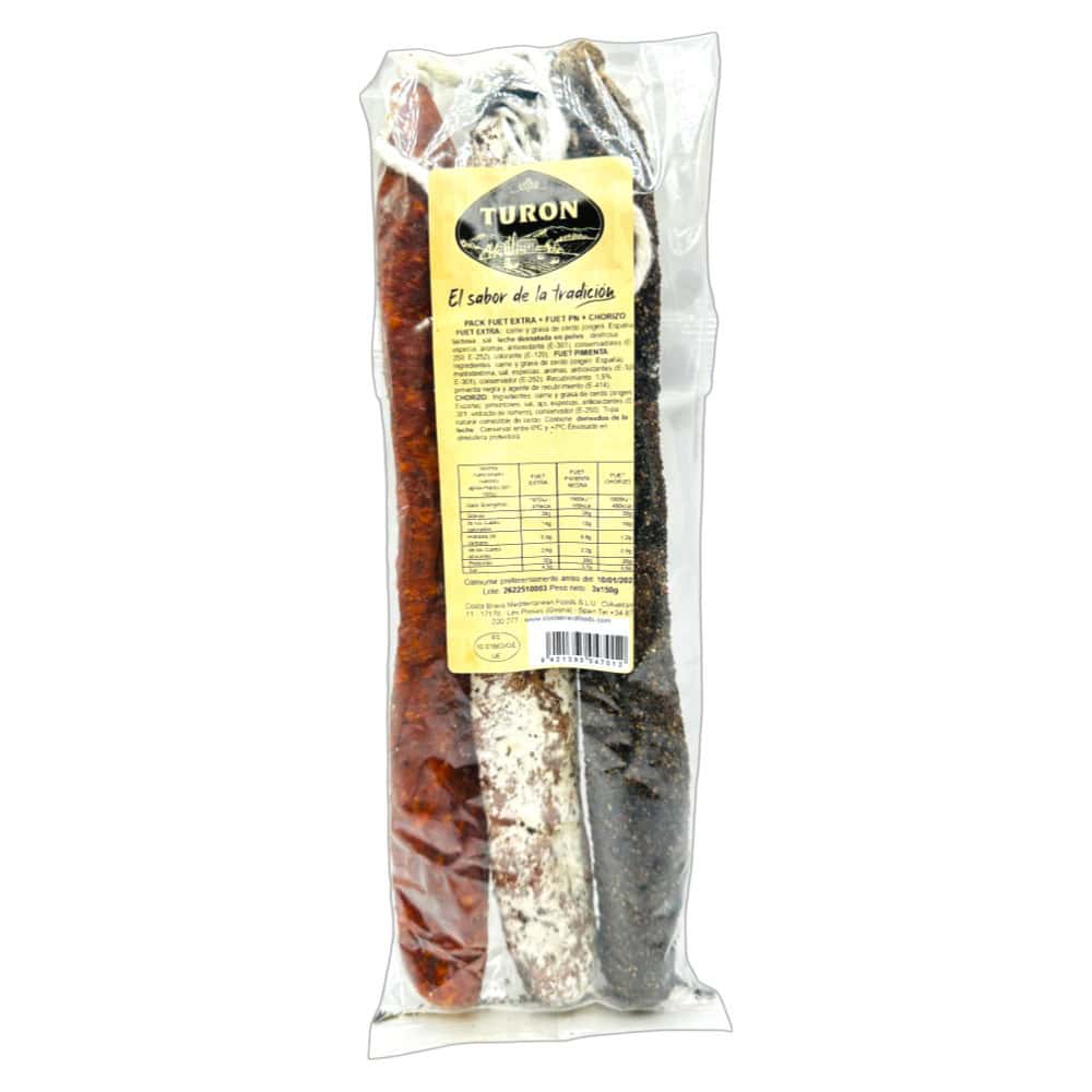 Spanische Wurstsorten im Set: Fuet, Chorizo und Fuet & Chorizo Trio von Mareni aus Spanien.
