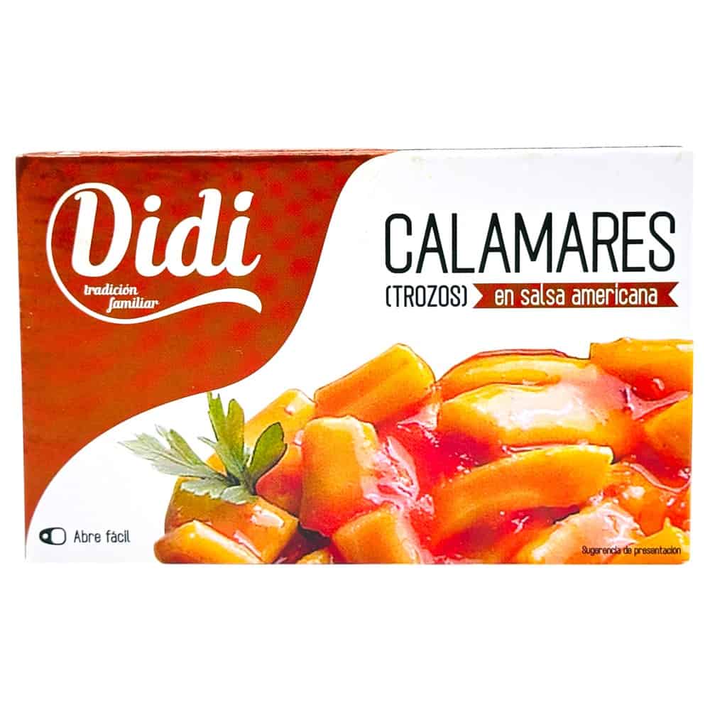 Didi Calamares in amerikanischer Soße, spanische Tiefkühlkost, 72 g, auf Verpackung abgebildet.