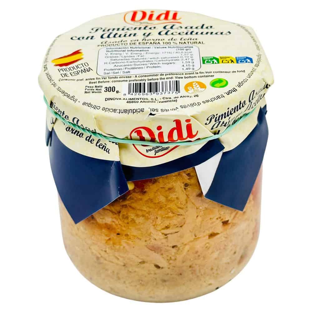 Mareni Pimiento Asado con Atún y Aceitunas in Glas, spanisches Produkt aus Spanien, 300g.