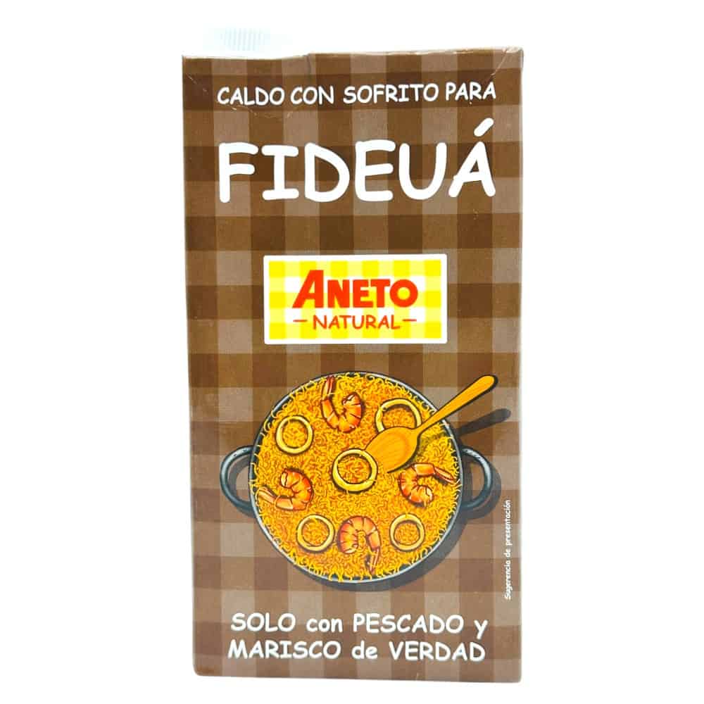 Mareni Aneto Caldo con Sofrito für Fideuá, mit Meeresfrüchten und Fisch, 1 Liter, authentische spanische Brühe.