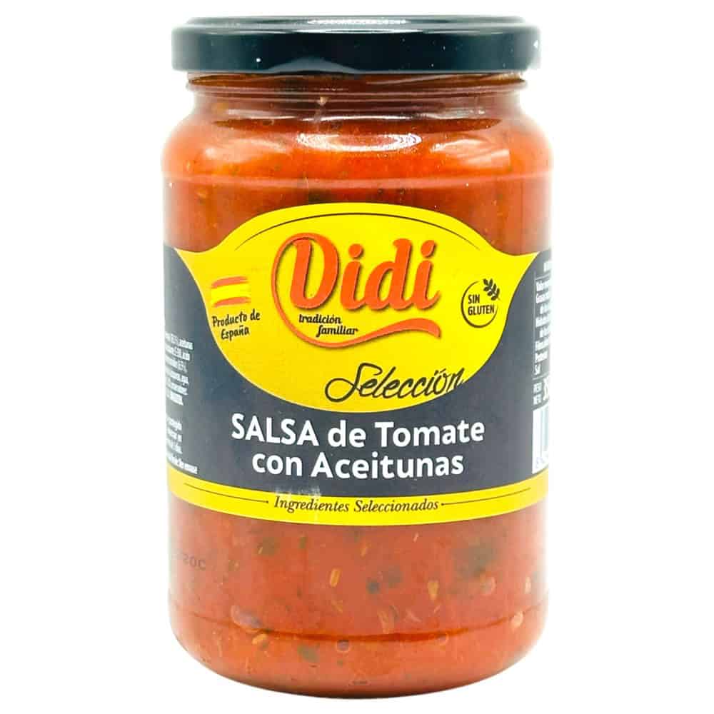 Mareni Salsa de Tomate con Aceitunas in Glas, spanische Tomatensauce mit Oliven, 350g, glutenfrei, aus Spanien.