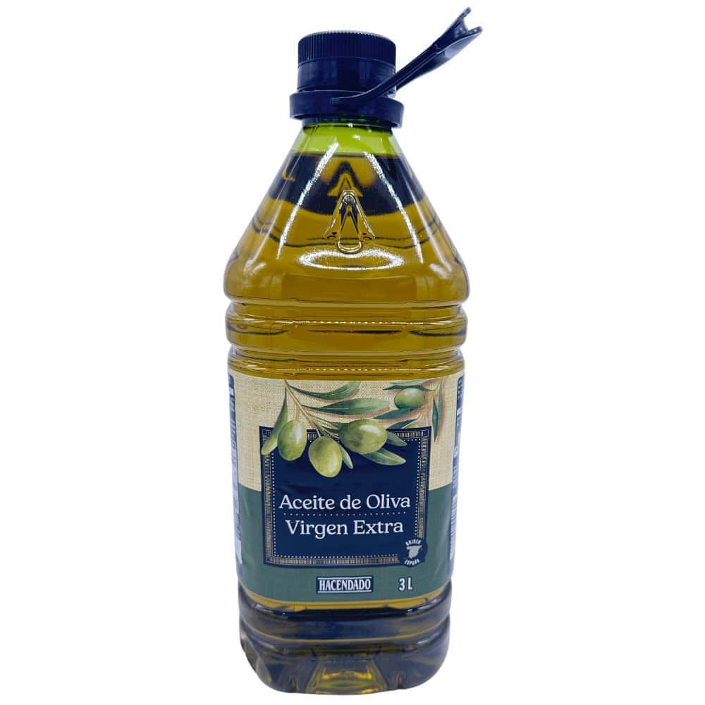 Mareni spanisches natives Olivenöl Extra in 3-Liter-Flasche mit blauer Verschlusskappe.
