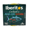 Iberitos Cocktail de Atún con Tomate, 115 g, glutenfrei, spanischer Thunfisch mit Tomaten in dunkler Verpackung.