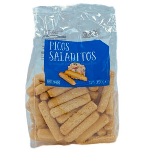 Knusprige Picos Saladitos aus Spanien, ideal für Tapas und Snacks, 250g Packung.